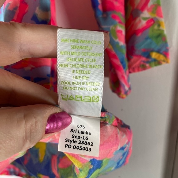 Lilly Pulitzer Women's Daylen Tunic Small Multi Palm Beach Coral Blouse Floral - Picture 8 of 12